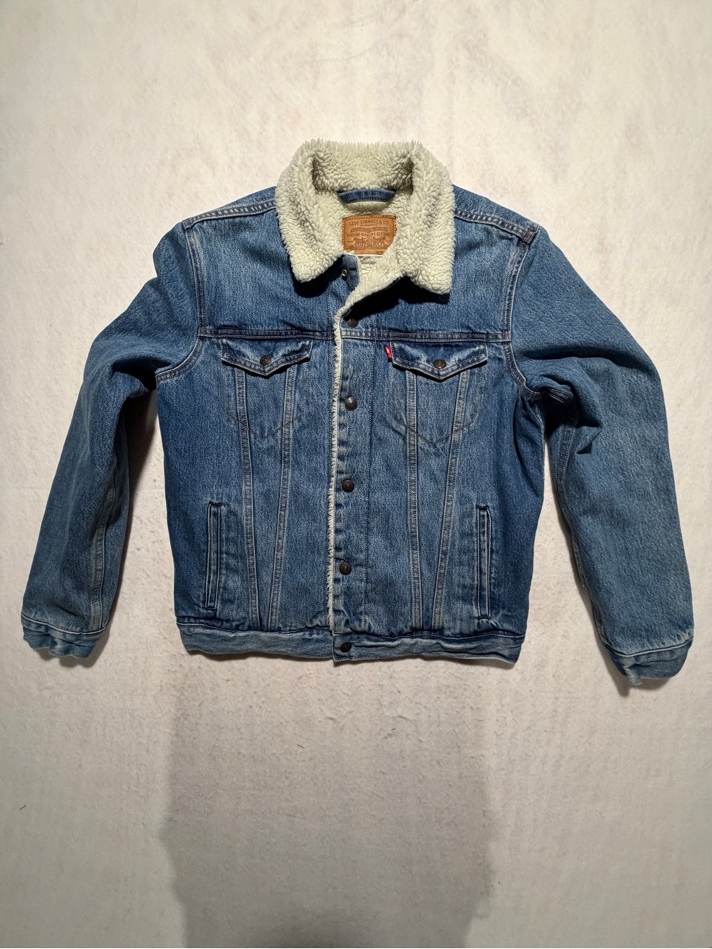 Levi's Premium Sherpa Lined Denim Trucker Jacket Medium Wash Mens Size M